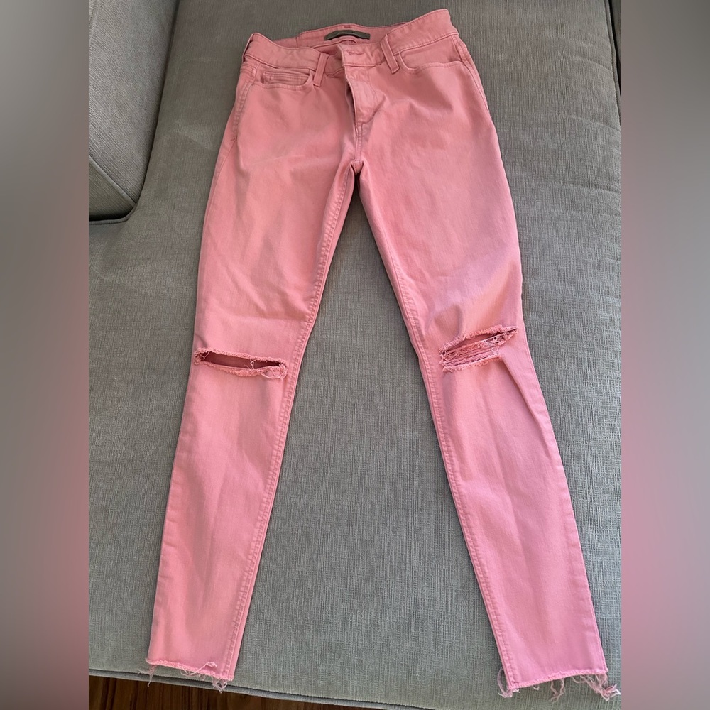 Joe's Jeans Pink Distressed Skinny Jeans